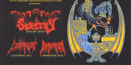 Sorcery + Cutthroat + Damnation – Black Horizons Productions + Iduna, Drachten — muziek in Drachten